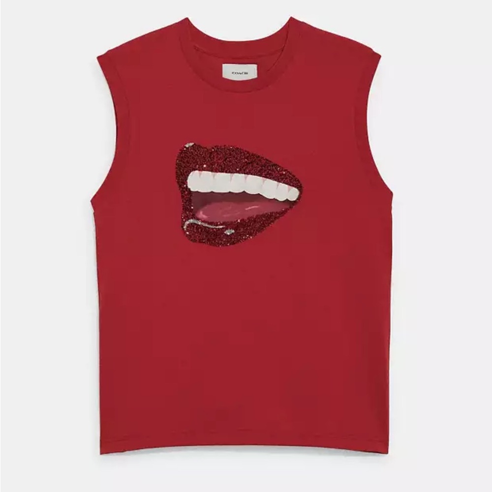 COACH x Tom Wesselmann Red Sleeveless Sequin Lips | XL
